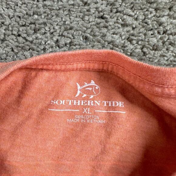 Southern Tide Shirt Mens Extra Large Peach Orange Coral Blue The Skipjack - Picture 12 of 13